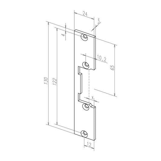 ASSA ABLOY gâche plate 096 acier inoxydable carré mat (3324034004)