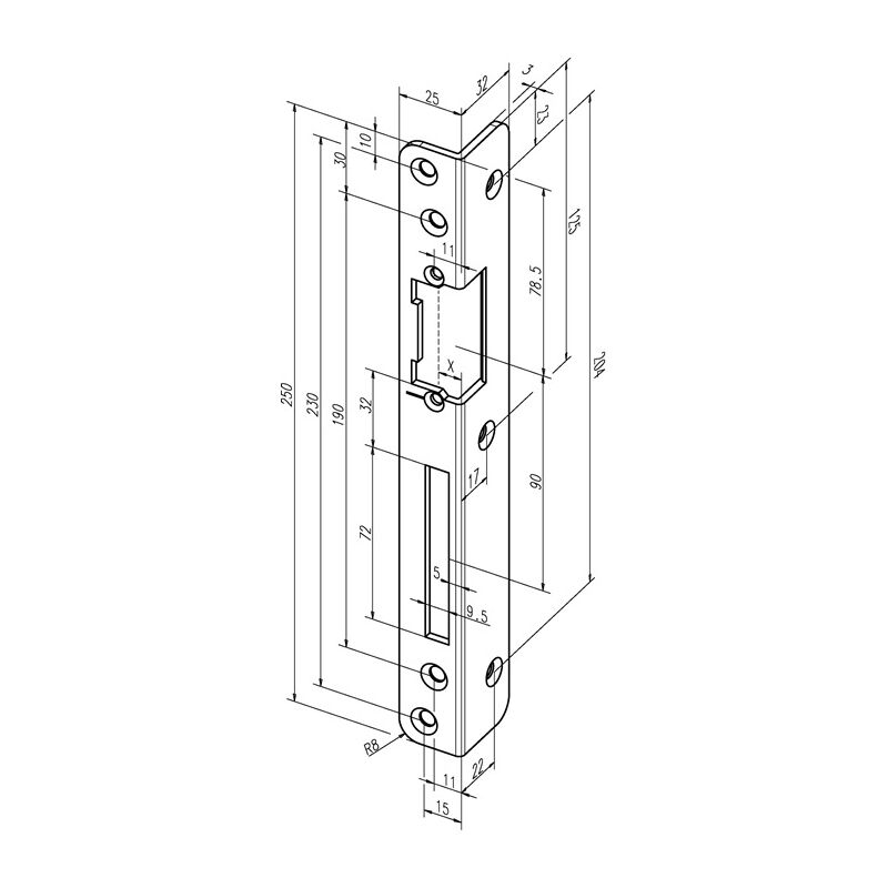 ASSA ABLOY Sicherheits-Winkelschließblech 069 Stärke 3 mm ( 3324034025 )