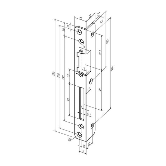 Gâche d'angle de sécurité ASSA ABLOY 069 épaisseur 3 mm (3324034025)