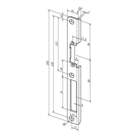 Gâche d'angle ASSA ABLOY 63 B en acier inoxydable (3324034050)