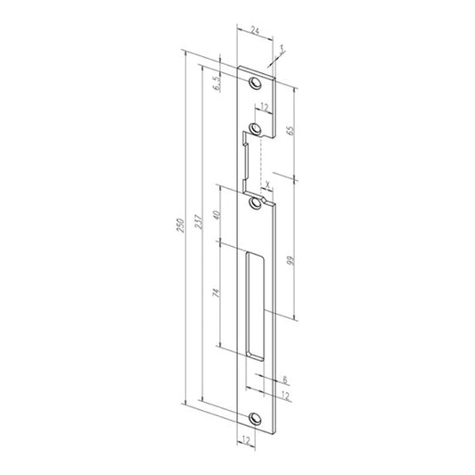 ASSA ABLOY Flachschließblech 690 Edelstahl matt käntig ( 3324034053 )