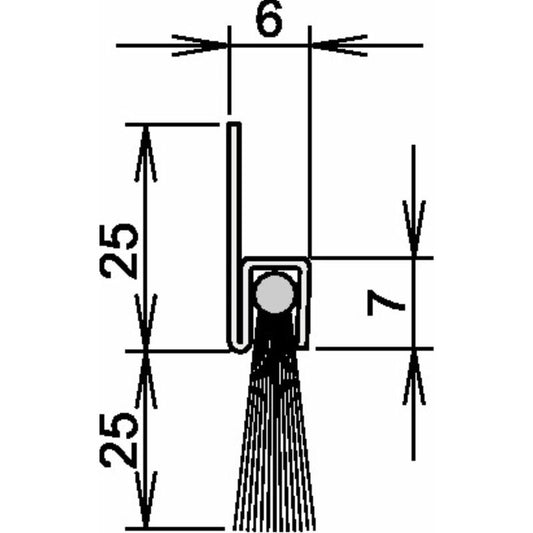 ATHMER Bürstentürdichtung Ferrobros FA 25-6 Länge 1000 mm Breite 6 mm ( 3327123010 )