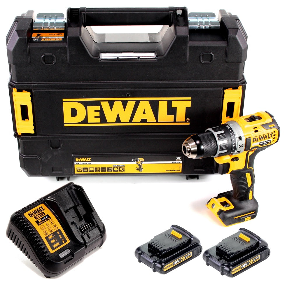 DeWalt DCD 791 S2 Akku Bohrschrauber Brushless 18V 70Nm + 2x Akkus 1,5 Ah + 1x Schnellladegerät in TSTAK - Toolbrothers