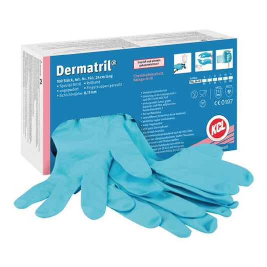 Gants jetables HONEYWELL Dermatril 740 taille 8 bleu (4000371729)