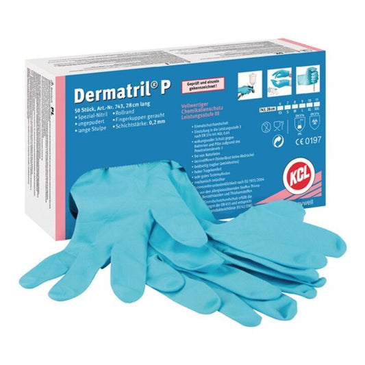 Gants jetables HONEYWELL Dermatril P 743 taille 8 bleu (4000371734)