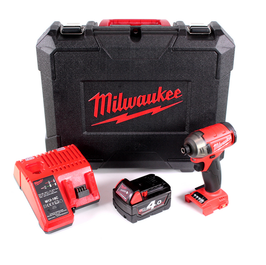 Milwaukee M18 FQID 401C 18 V 1/4" Brushless Li-Ion Akku Schlagschrauber SURGE  im Werkzeugkoffer + 1x M18 B4 4,0 Ah Akku + M12-18C Ladegerät - Toolbrothers