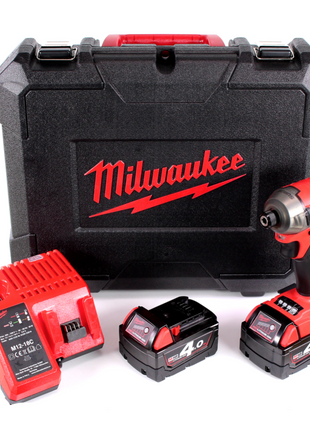 Milwaukee M18 FQID 402C 18 V 1/4" Brushless Li-Ion Akku Schlagschrauber SURGE  im Werkzeugkoffer + 2x M18 B4 4,0 Ah Akku + M12-18C Ladegerät - Toolbrothers