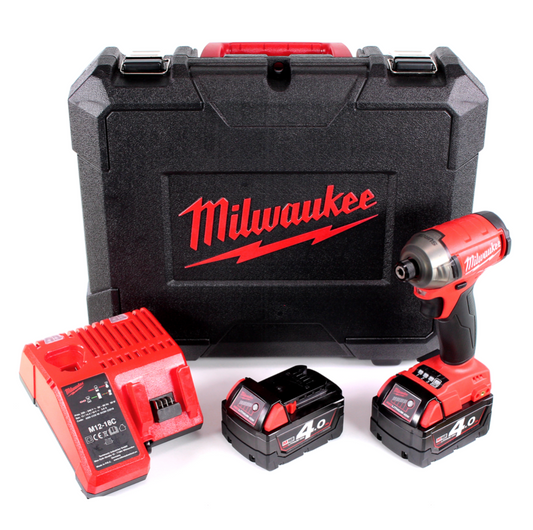 Milwaukee M18 FQID 402C 18 V 1/4" Brushless Li-Ion Akku Schlagschrauber SURGE  im Werkzeugkoffer + 2x M18 B4 4,0 Ah Akku + M12-18C Ladegerät - Toolbrothers