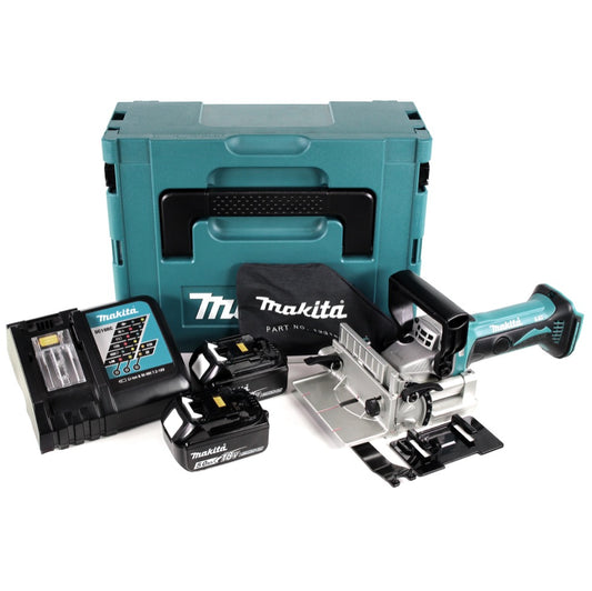 Makita DPJ 180 RTJ 18 V Li-Ion Akku Nutfräse im Makpac + 2 x 5,0 Ah Akku + Ladegerät - Toolbrothers