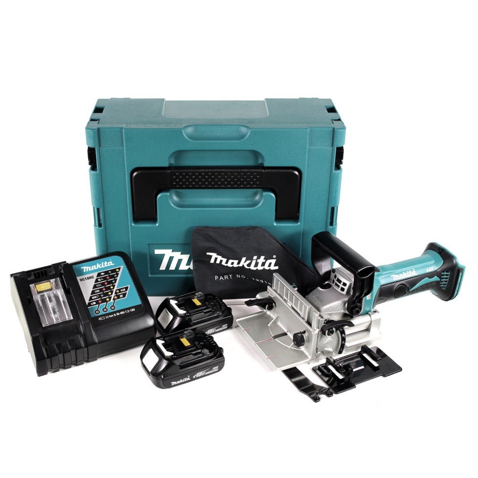 Makita DPJ 180 RYJ 18 V Li-Ion Akku Nutfräse im Makpac + 2 x 1,5 Ah Akku + Ladegerät - Toolbrothers