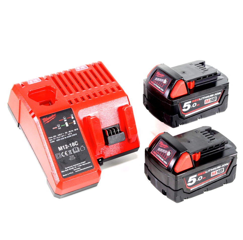 Milwaukee M18 FQID 502C 18 V 1/4" Brushless Li-Ion Akku Schlagschrauber SURGE  im Werkzeugkoffer + 2x M18 B5 5,0 Ah Akku + M12-18C Ladegerät - Toolbrothers