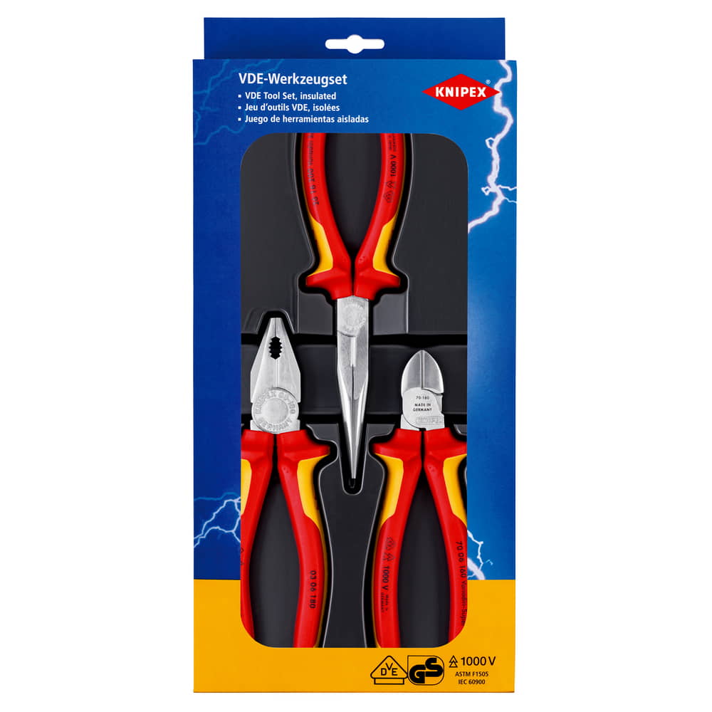 KNIPEX jeu de pinces électriques contenu de la livraison 3 pièces VDE (4000794416)