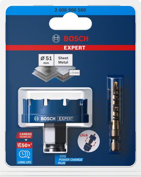 Scie cloche BOSCH Expert Scie à tôle diamètre 51 mm profondeur de coupe 5 mm (4000800275)