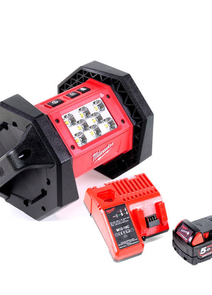 Milwaukee M18 AL-501C Akku LED Flutstrahler mit 1100 Lumen + 1x 5,0 Ah Akku + Universal Ladegerät - Toolbrothers