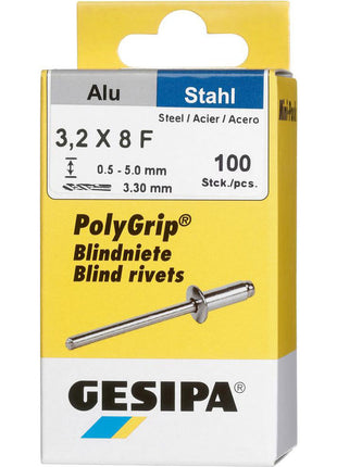 GESIPA rivet aveugle PolyGrip® tige de rivet dxl 3,2 x 8 mm (4000813757)