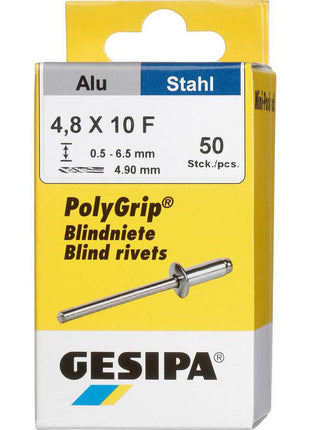 GESIPA rivet aveugle PolyGrip® tige de rivet dxl 4,8 x 10 mm (4000813761)