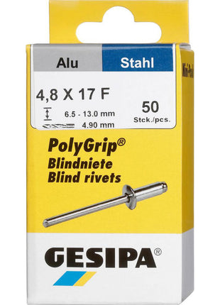 GESIPA rivet aveugle PolyGrip® tige de rivet dxl 4,8 x 17 mm (4000813762)