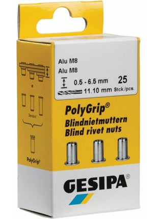 GESIPA écrou à rivets aveugles PolyGrip® tige de rivet dxl 9 x 18 mm M6 (4000813826)