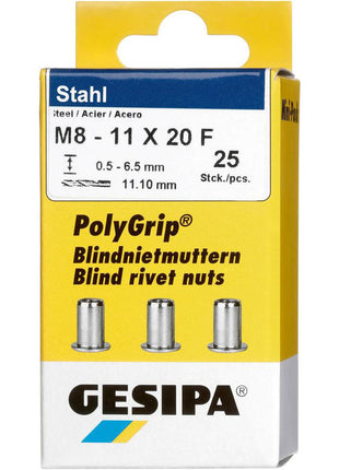 GESIPA Blindnietmutter PolyGrip® Nietschaft d x l 11 x 20 mm M8 ( 4000813827 )