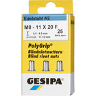 GESIPA écrou à rivets aveugles PolyGrip® tige de rivet dxl 11 x 20 mm M8 (4000813831)