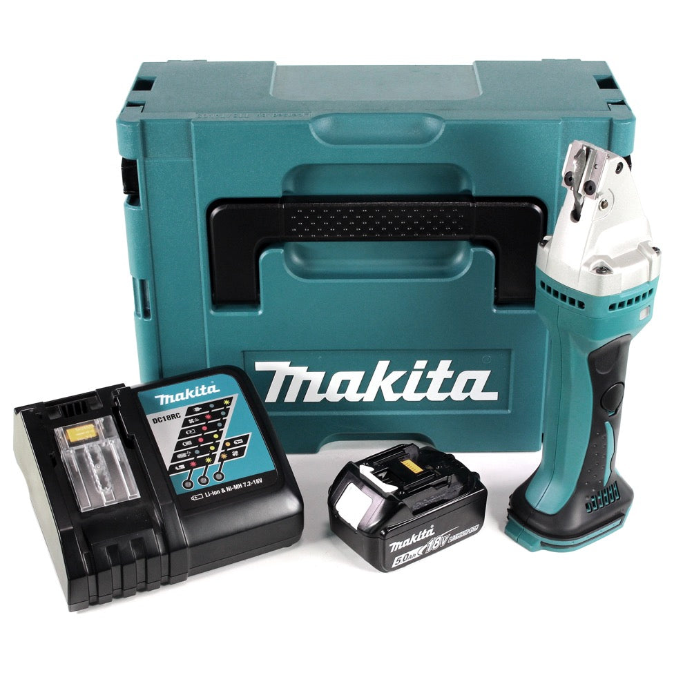 Makita DJS 161 RT1J 18 V Li-Ion Akku Blechschere im Makpac + 1 x 5,0 Ah Akku + Ladegerät - Toolbrothers