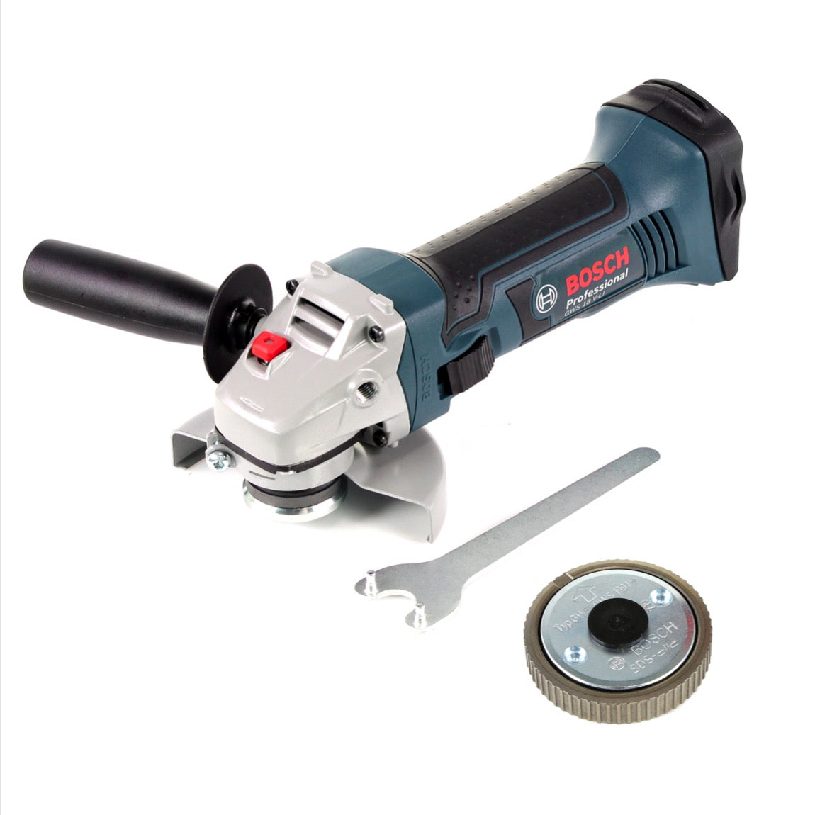 Bosch GWS 18 V-Li Professional 115 mm Akku Winkelschleifer + 1 x SDS clic M14 Schnellspannmutter - ohne Akku, ohne Ladegerät - Toolbrothers