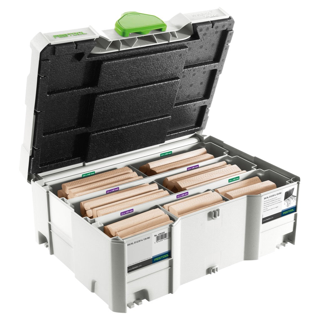 Festool Domino XL Sort. DS/XL D12/D14 Dübel Buche 128 Stk. BU im Systainer ( 498205 ) - Toolbrothers