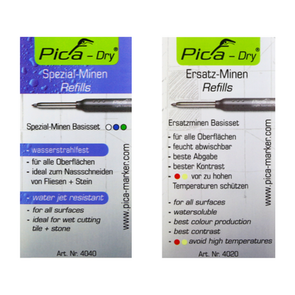 Pica DRY Ersatzminen Basis Set Bunt Wasserlöslich Multi Use 8 tlg. + Spezialminen Basis Set Wasserstrahlfest 8 tlg. - Toolbrothers