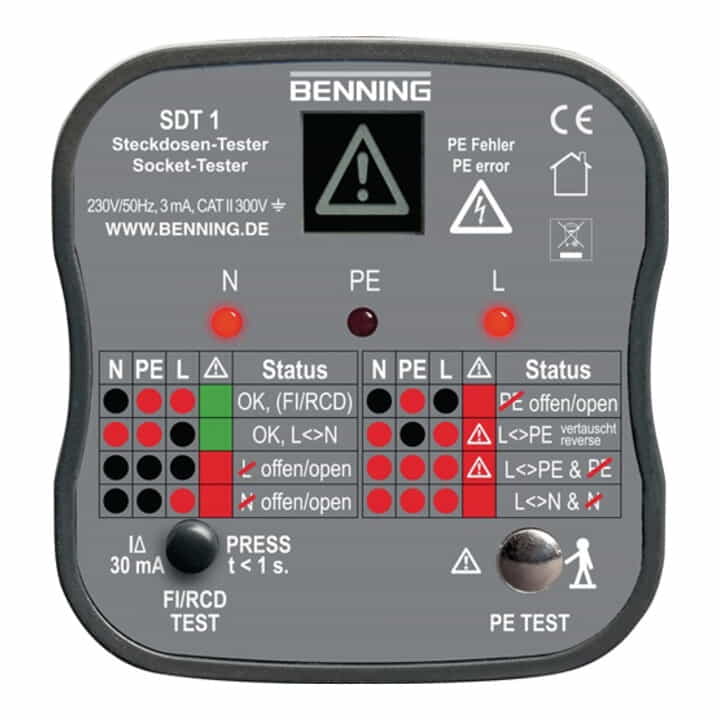 Testeur de prises BENNING SDT 1 pour tester les prises à contact de protection (4000828811)