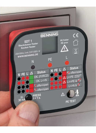 Probador de enchufes BENNING SDT 1 para comprobar enchufes con contacto de protección (4000828811)