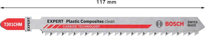 BOSCH lame de scie sauteuse Plastique Composites T301CHM longueur totale 117 mm (4000837478)