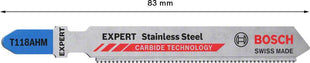 Lame de scie sauteuse BOSCH acier inoxydable T 118 AHM longueur totale 83 mm (4000837481)