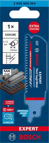 Lame de scie sabre BOSCH Expert Thick Tough Metal longueur 100 mm largeur 25 mm (4000837482)