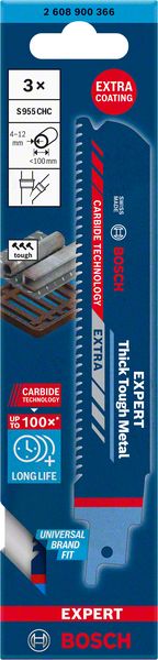 Lame de scie sabre BOSCH Expert Thick Tough Metal longueur 150 mm largeur 25 mm (4000837484)