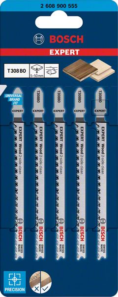 Lame de scie sauteuse BOSCH Bois nettoyage 2 côtés T 308 BO longueur totale 117 mm (4000837529)