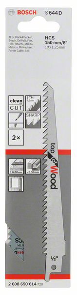 Lame de scie alternative BOSCH S 644 D longueur 150 mm largeur 19 mm (4000837585)