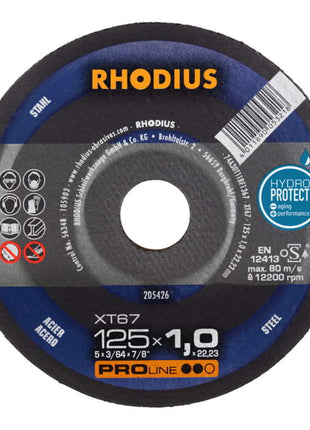 Disco de corte RHODIUS XT67 D125x1mm recto (4000841258)