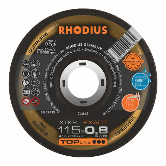 Disque à tronçonner RHODIUS XTK8 D125x0,8mm déporté (4000841291)