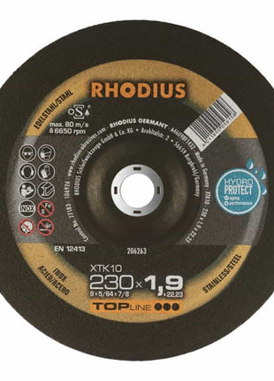 Disque à tronçonner RHODIUS XT10 D230x1,9mm déporté (4000841297)