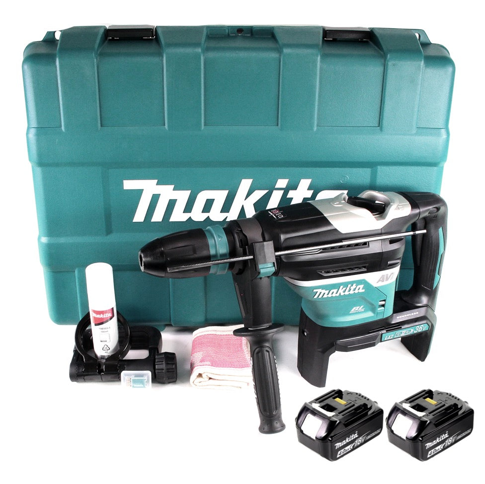 Makita DHR 400 M2U 2 x 18 V / 36 V Li-Ion Akku Bohrhammer Kombihammer SDS-Max im Koffer + 2 x 4,0 Ah Akku - ohne Ladegerät - Toolbrothers