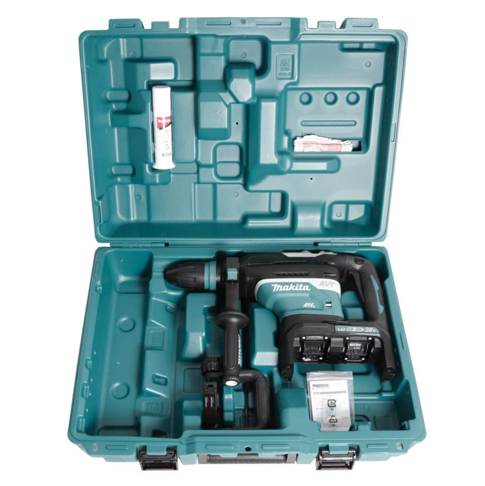 Makita DHR 400 PM2U 2 x 18 V / 36 V Li-Ion Akku Bohrhammer Kombihammer SDS-Max im Koffer + 2 x 4,0 Ah Akku + Doppelladegerät - Toolbrothers