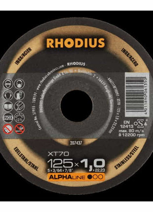 Disco de corte RHODIUS XT70 D125x1mm recto (4000843731)