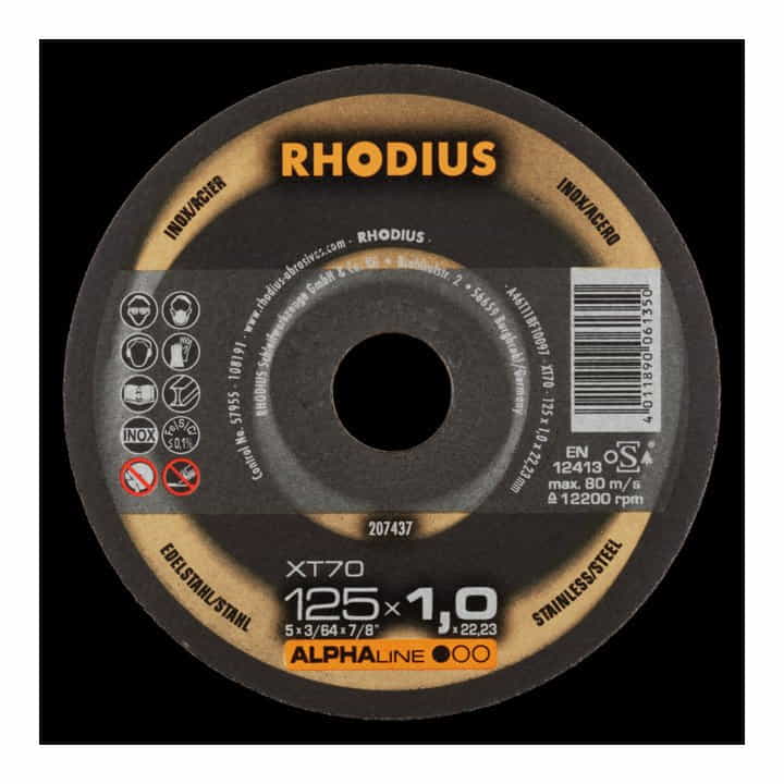 Disque à tronçonner RHODIUS XT70 D125x1mm droit (4000843731)