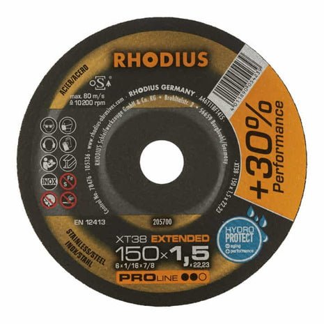 Disque à tronçonner RHODIUS XT38 D115x1mm droit (4000843740)