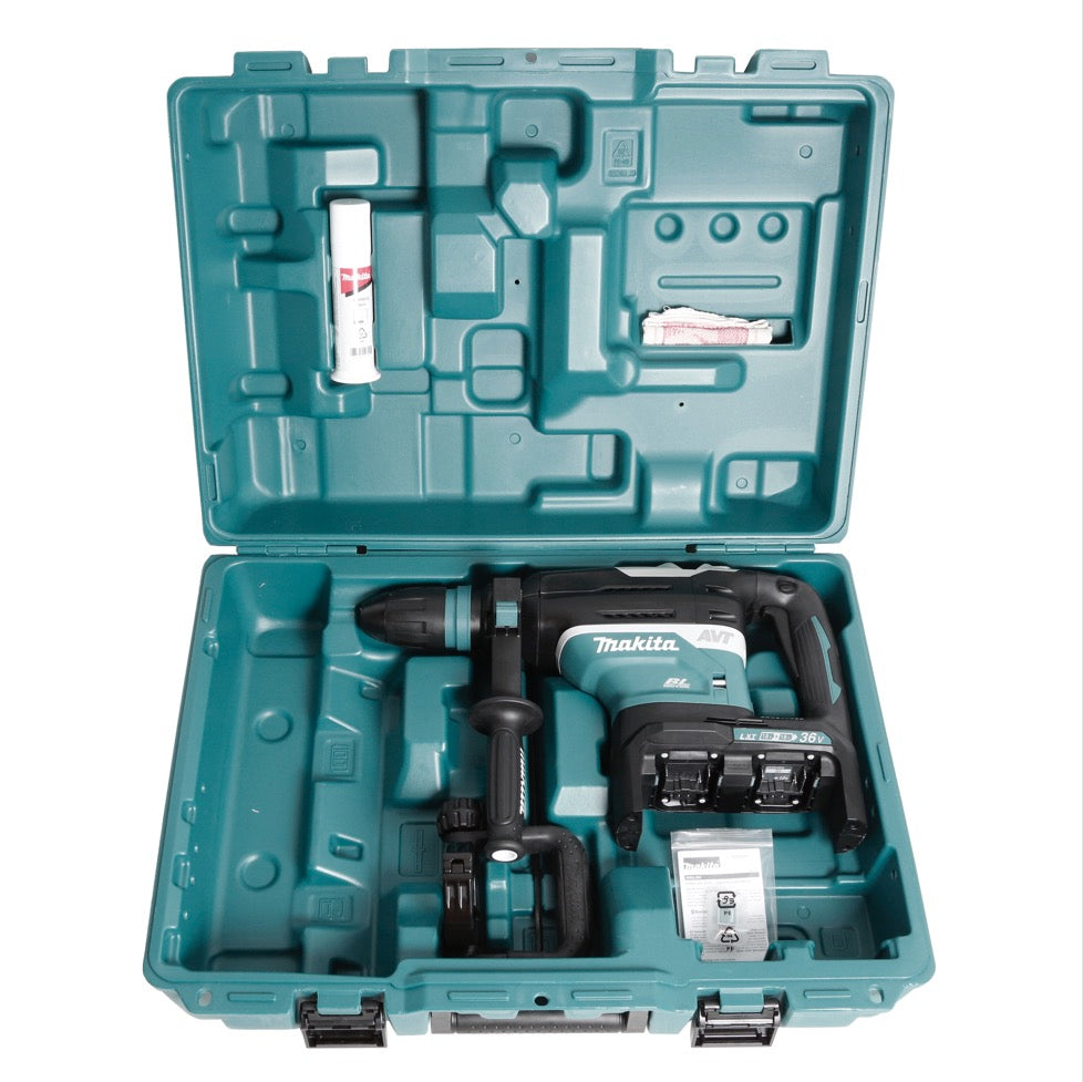 Makita DHR 400 PG2U 2 x 18 V / 36 V Li-Ion Akku Bohrhammer Kombihammer SDS-Max im Koffer + 2 x 6,0 Ah Akku + Doppelladegerät - Toolbrothers