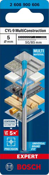 Foret à pierre BOSCH Expert CYL-9 diamètre nominal 5 mm longueur utile 50 mm (4000909772)
