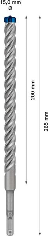 BOSCH Hammerbohrer Expert SDS-7X Ø 15,0 mm Arbeits-L.200 mm L.265 mm ( 4000909961 )