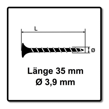 Technofast HBGF3935TE 1000 x Schnellbauschrauben Magazinschrauben 3,9 x 35 PH2 Grobgewinde - Toolbrothers