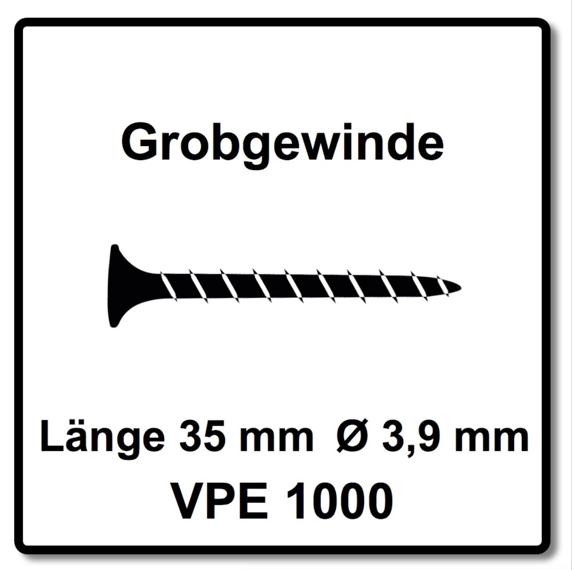 Technofast HBGF3935TE 1000 x Schnellbauschrauben Magazinschrauben 3,9 x 35 PH2 Grobgewinde - Toolbrothers