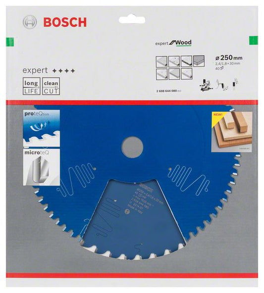 Lame de scie circulaire BOSCH Expert pour bois diamètre extérieur 250 mm nombre de dents 40 WZ (8000342101)